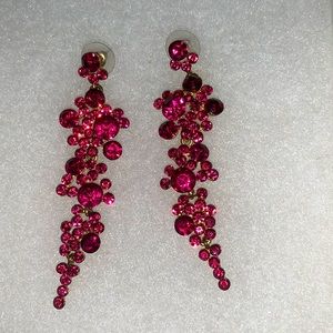 Wine crystal earrings. 3.1/4 inch long